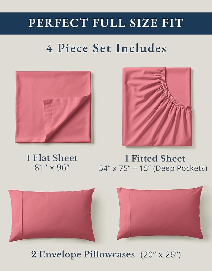 LANE LINEN 100% Organic Cotton Bed Sheets Full Size, Fully Elasticized - Image 4
