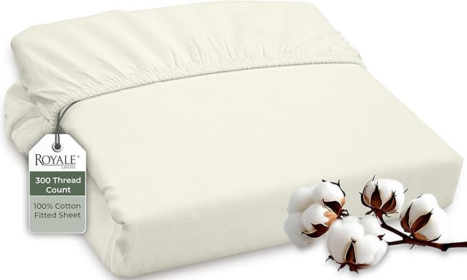 ROYALE LINENS 300 Thread Count 100% Long Staple Combed Cotton Fitted Sheet King by ROYALELINENS
