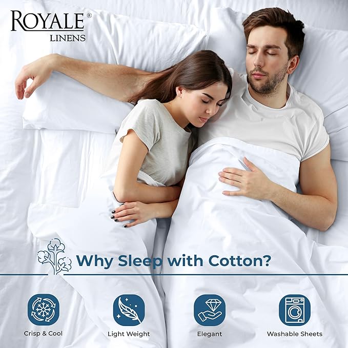 Royale Linens 100% Organic Cotton Queen Flat Sheet Only - Image 3