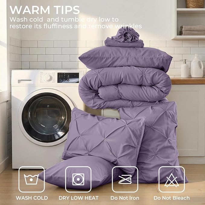 Sasttie King Size Comforter Set, 7-Piece Bed in a Bag, Pintuck Bedding Set - Image 9
