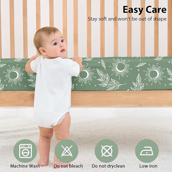 Baby Crib Sheets for Boys and Girls, 3 Pack Fitted Toddler Bed Sheets Neutral - Image 7
