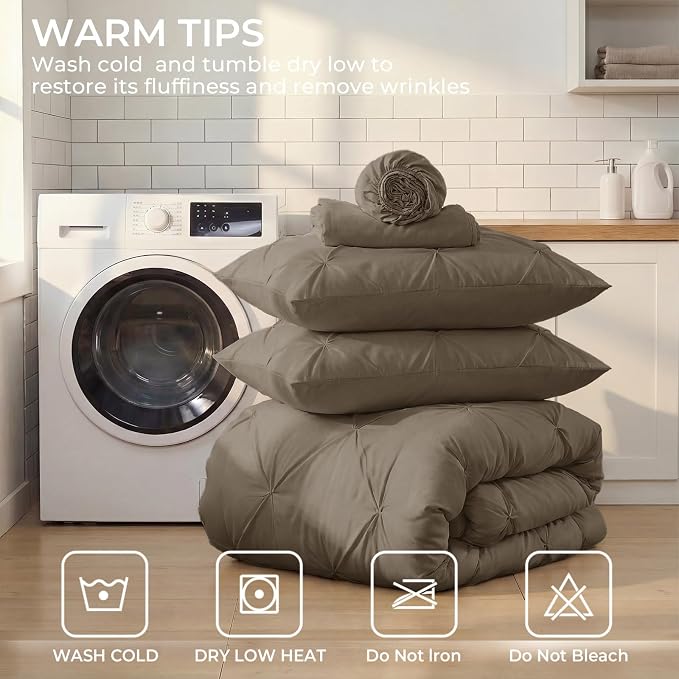 Sasttie Twin Comforter Set, 5-Piece Bed in a Bag, Pintuck Bedding Sets - Image 9