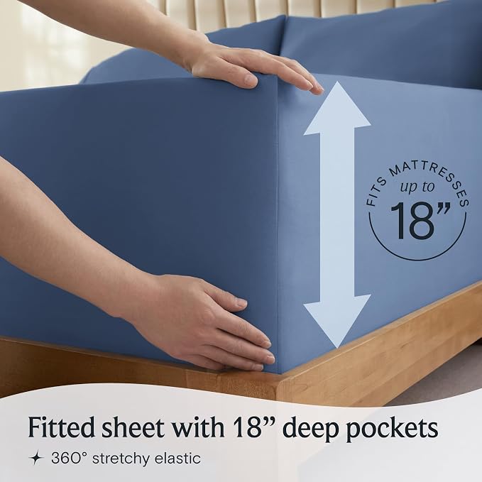 LuxClub 4 PC Full Sheet Set, Breathable Luxury Bed Sheets, Deep Pockets 18" - Image 7