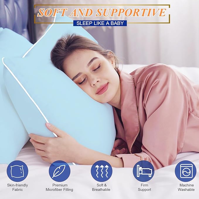 MZOIMZO Bed Pillows for Sleeping- Soft Density, Queen Size Set of 2, Cooling - Image 2