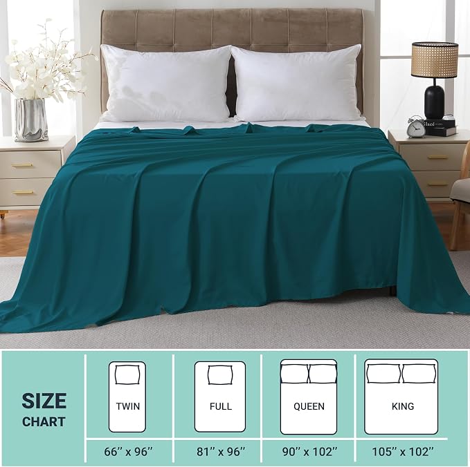ZPECC Queen Flat Sheet Only 6 Pack, Durable Teal Top Bed Sheets Hypoallergenic - Image 5