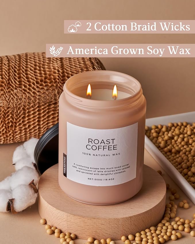 M&SENSE Coffee Scented Candles for Home, 19.4oz Soy Candles Non Toxic, 110 - Image 3