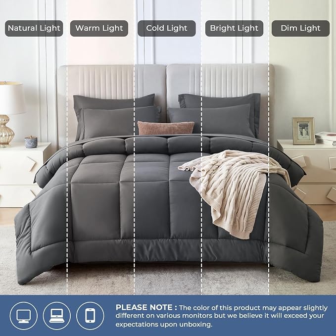 Sasttie King Size Comforter Set, 7 Pieces Bed in a Bag King, Complete Bedding - Image 8