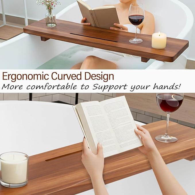 Premium Acacia Wood Bathtub Tray Caddy - Image 6