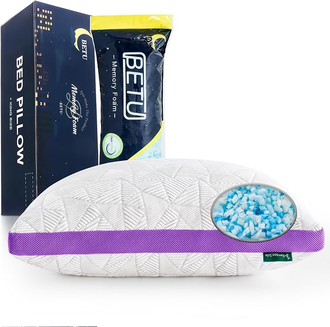 BETU Cooling King Size Pillows Set of 2, Shredded Memory Foam Cool Pillows - Image 7