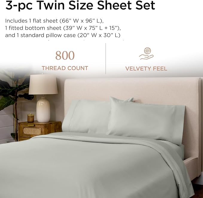 Threadmill Luxury 800 Thread Count Twin 100% Cotton Sheets - Image 2