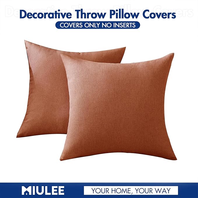 MIULEE Pack of 2 Decorative Outdoor Solid Waterproof Throw Pillow Covers Faux - Image 6