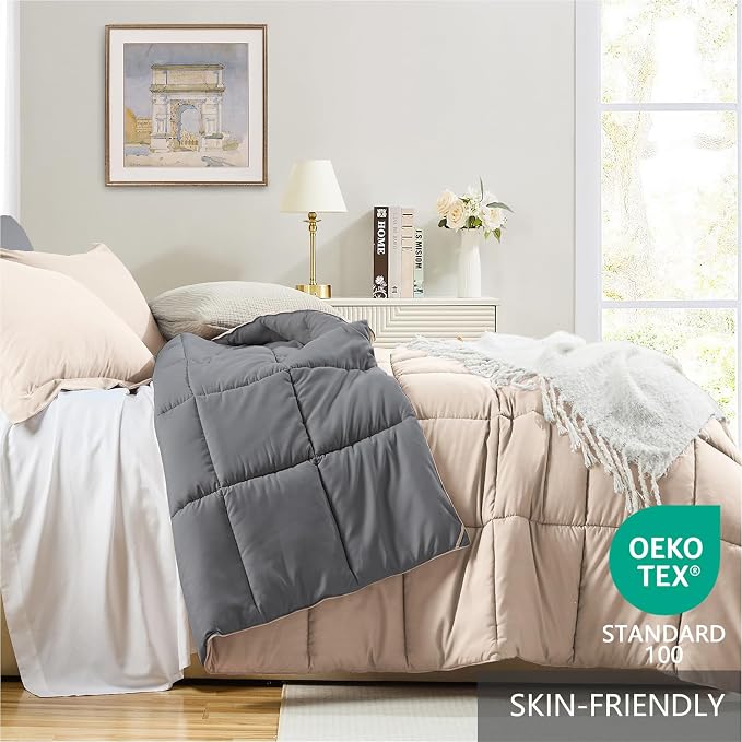 Homelike Moment Queen Comforter Set Beige, Comforters Queen Size Set - Image 3