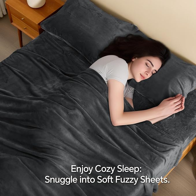 BEDELITE Flannel Sheets Queen Size Dark Grey - Image 3