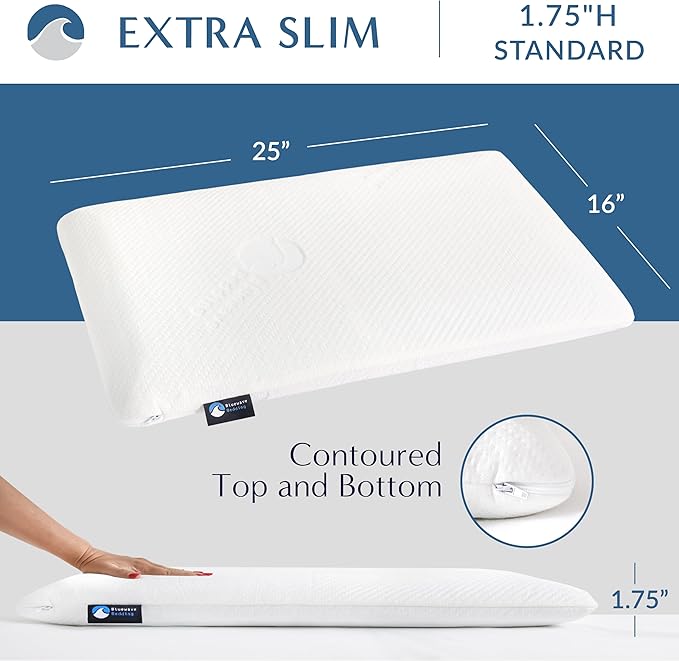 Bluewave Bedding Extra Slim Gel Memory Foam Pillow - Image 3