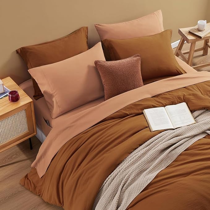 WRENSONGE Terracotta King Comforter Set, 7 Pieces Soft Microfiber King Size - Image 2
