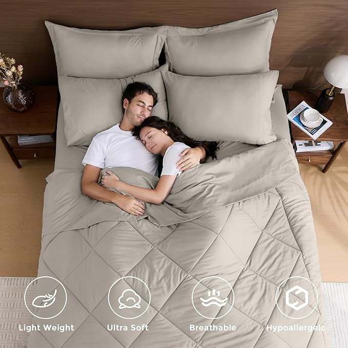 HEVUMYI Oatmeal Queen Comforter Set - Image 2