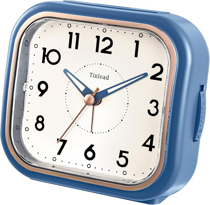 Tinload 4.3" Vintage Retro Analog Alarm Clock, Super Silent Non Ticking Clock - Image 2