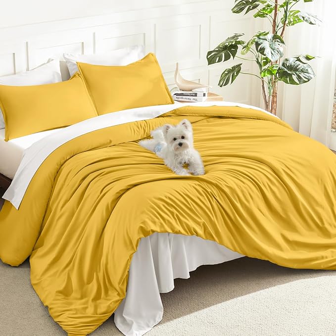 Litanika Mustard Yellow Comforter Set California King Size, 3 Pieces Cal King by Litanika