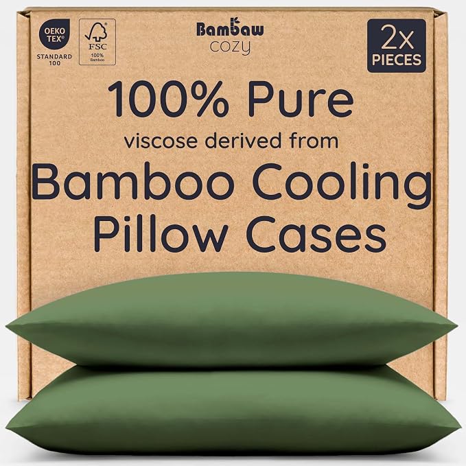 Bambaw 100% Viscose Derived from Bamboo Pillowcase King Size – Set of 2 Cooling by Bambaw