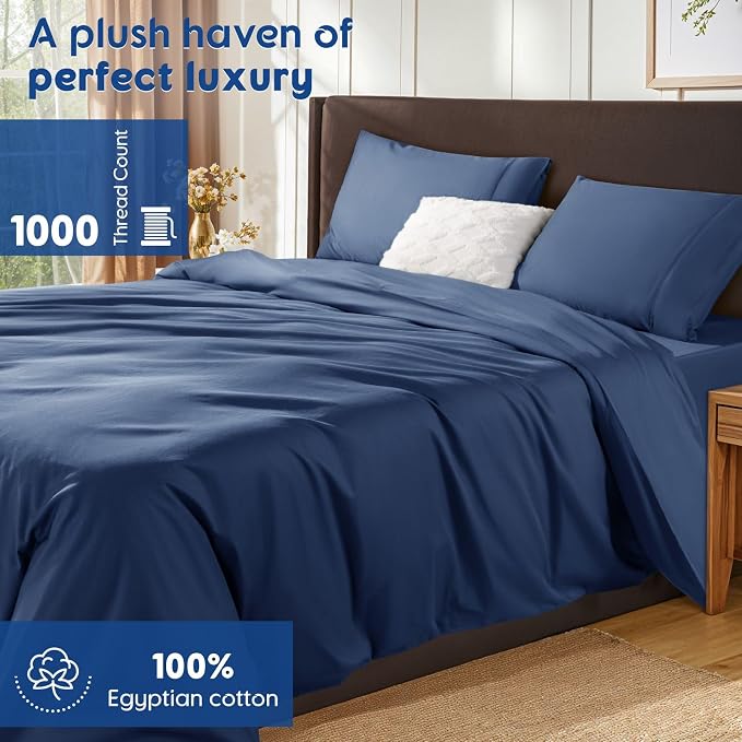 SONORO KATE 100% Egyptian Cotton Duvet Cover King Size, 1000 Thread Count - Image 2