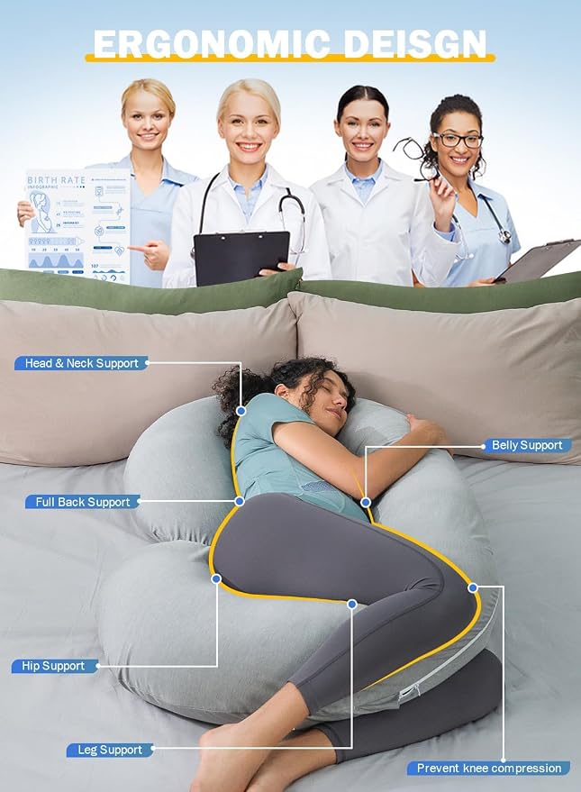 INSEN Cooling Pregnancy Pillow, Maternity Pillow - Image 3