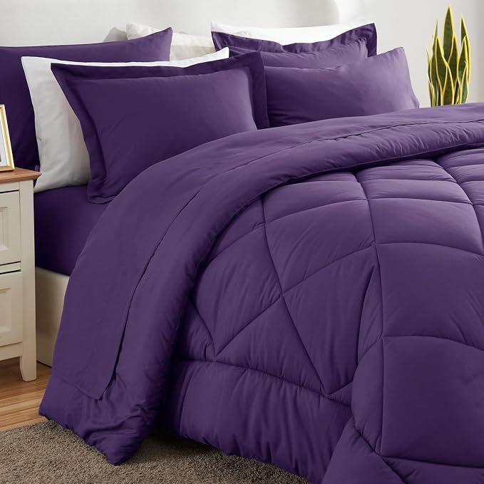 CozyLux Queen Comforter Set Purple - Image 8