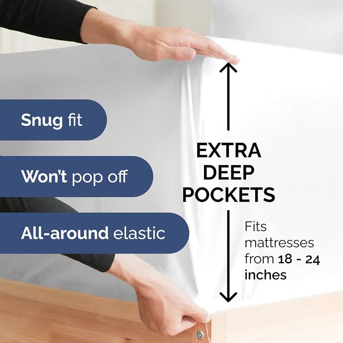 Extra Deep King 400 Thread Count Cotton Fitted Sheet - Image 3