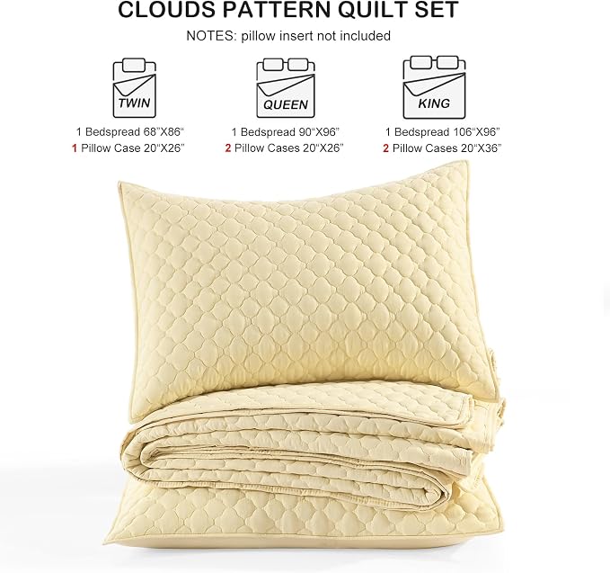 HORIMOTE HOME Quilt Queen Size Light Yellow, Lightweight Quilts - Image 7