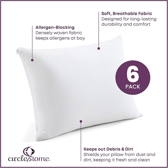 CirclesHome Pillow Protectors 6 Pack King Zippered - Image 2
