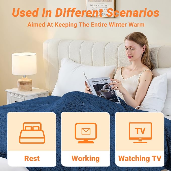 Heated Blanket Heated Throw, Electric Blanket 50"x60" Heating Blanket - Image 5