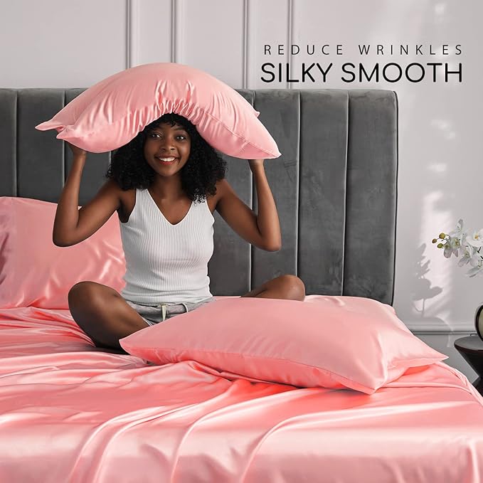 MR&HM Satin Bed Sheets, King Size Sheets Set - Image 3