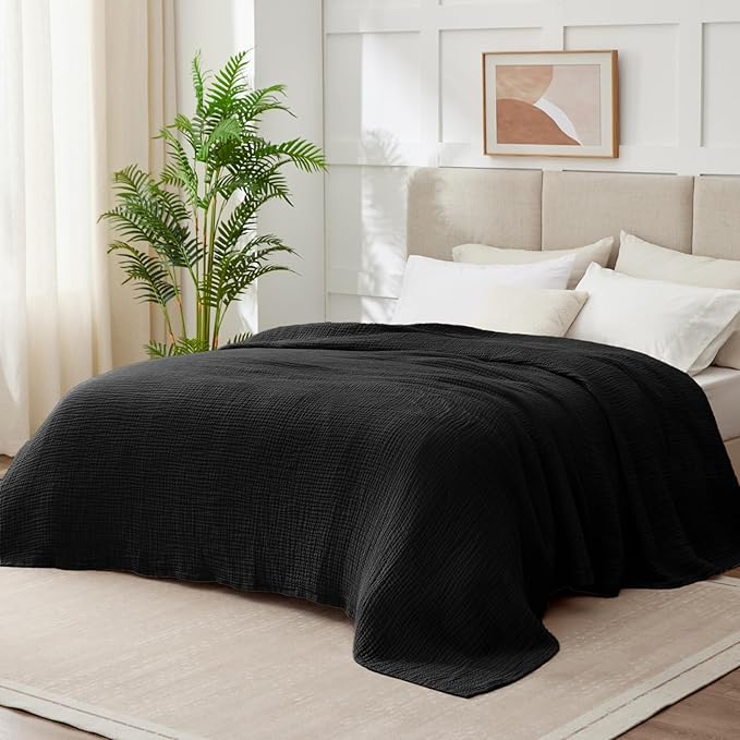 100% Cotton Muslin Blanket King 108" x 90", 6 Layers Breathable and Lightweight - Image 2