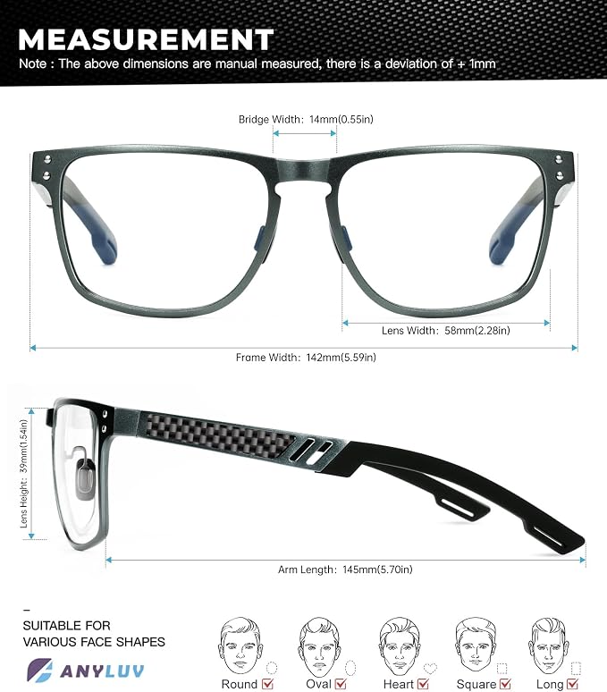 ANYLUV Blue Light Blocking Glasses Men Computer Gaming Glasses Lightweight - Image 5