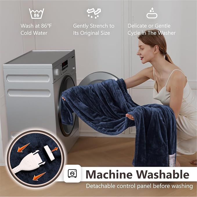Wapaneus Heated Blanket Electric Blanket 62" x 84" Twin Size - Image 5