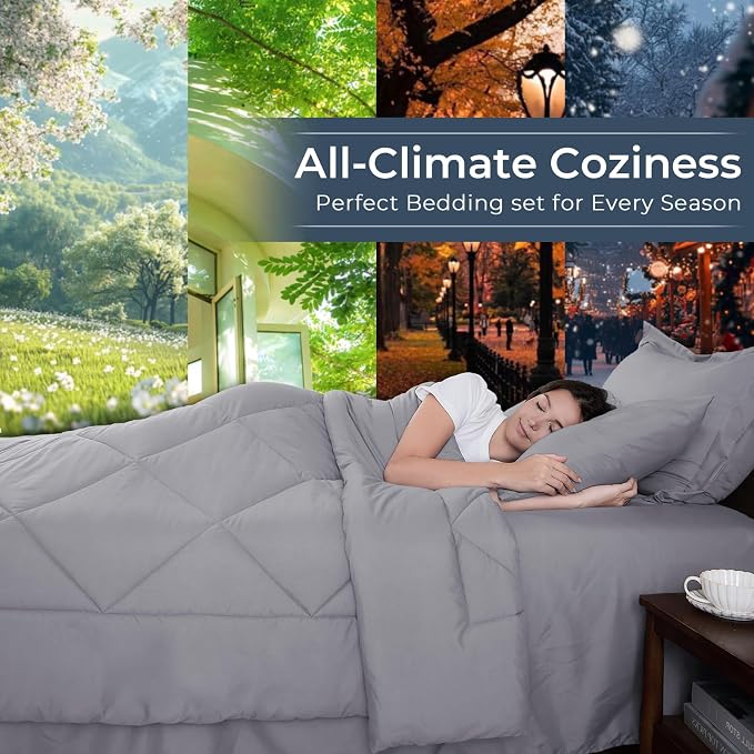 HEVUMYI Light Grey King Comforter Set - Image 3