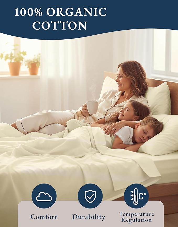 LANE LINEN 100% Organic Cotton Twin Bed Sheet Set, Soft & Breathable Twin Sheet - Image 6