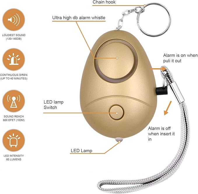 KOSIN Personal Safety Alarm, 6 Pack 140DB Personal Security Alarm Keychain - Image 3