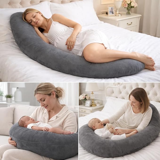 Pregnancy Pillow for Side Sleeping, 74 Inch C Shaped Long Body Pillow, Sleep - Image 7