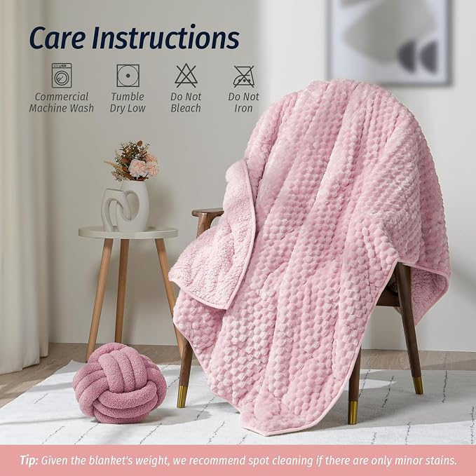 Wemore Fleece Weighted Blanket for Adults, Dual Sided Cozy Soft Sherpa Heavy - Image 7