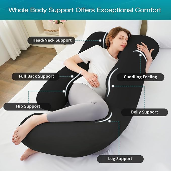 Sasttie Pregnancy Pillows for Sleeping, U Shaped Cooling Full Body Pillow - Image 3