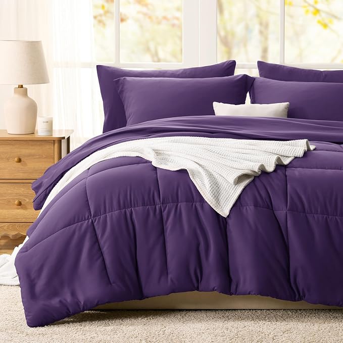 CozyLux King Size Comforter Set Purple - Image 8