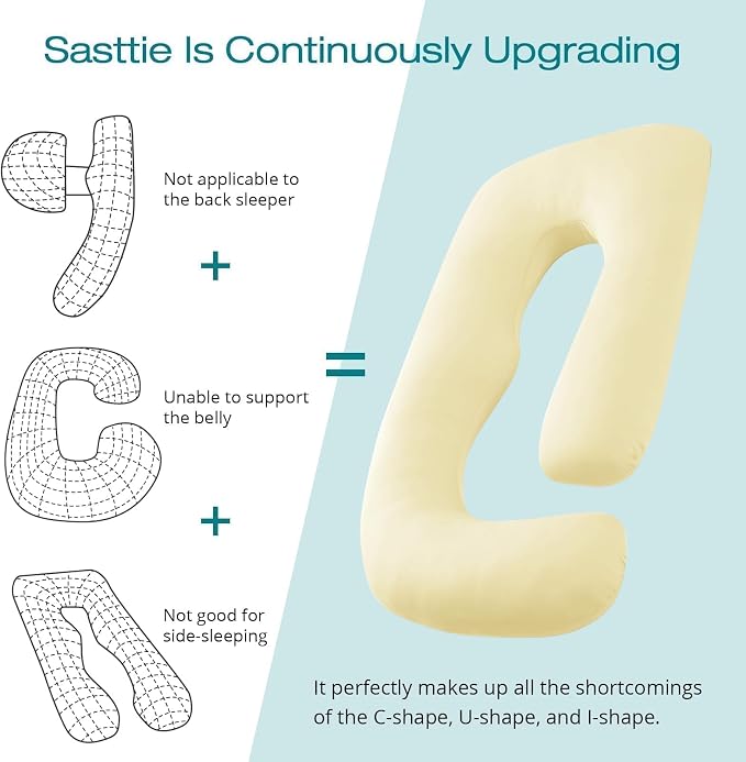 Sasttie Pregnancy Pillows for Sleeping, U Shaped Cooling Full Body Pregnancy - Image 4