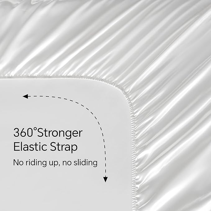 BEDELITE King Size Sheets Set, Luxury Soft White Satin Sheets - Image 5
