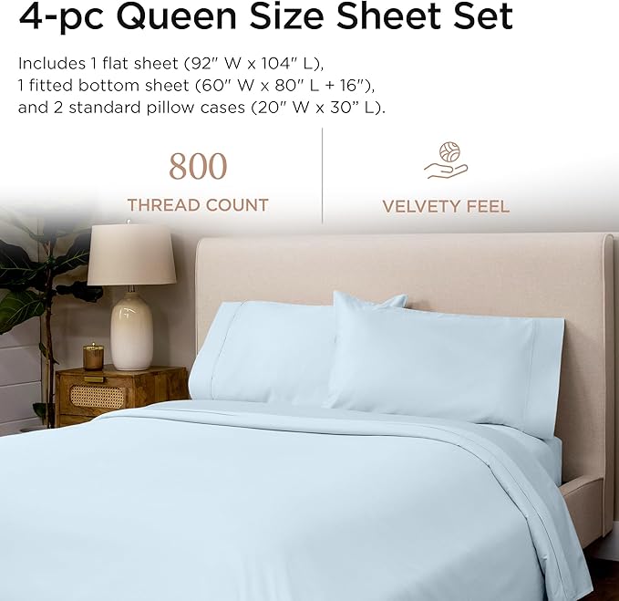 Threadmill Luxury 800 Thread Count Queen 100% Cotton Sheets - Image 2
