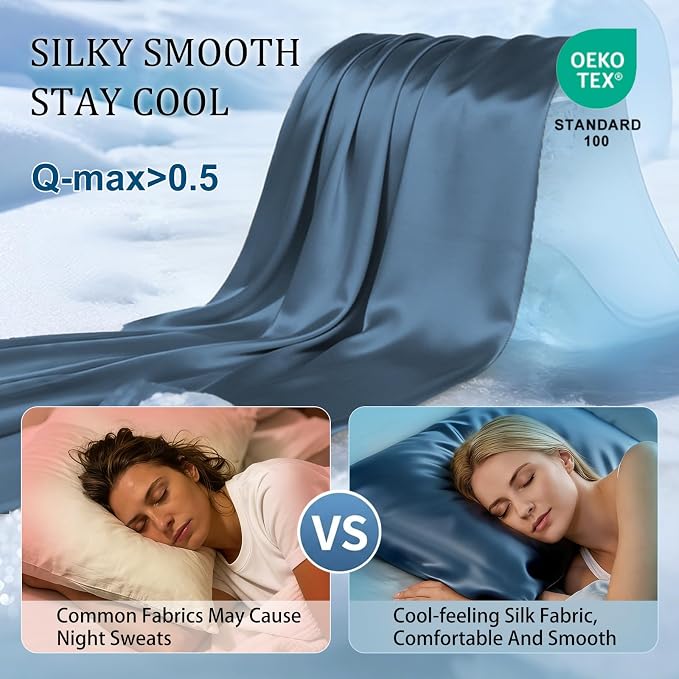 Cooling Pillowcases Set of 2 for Hot Sleeper, Night Sweats Beauty Sleep Reduces - Image 2