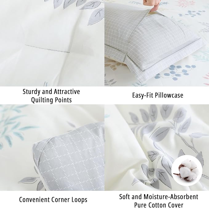 LEMIROE White Cotton Comforter Twin Size 2Pcs - Image 5