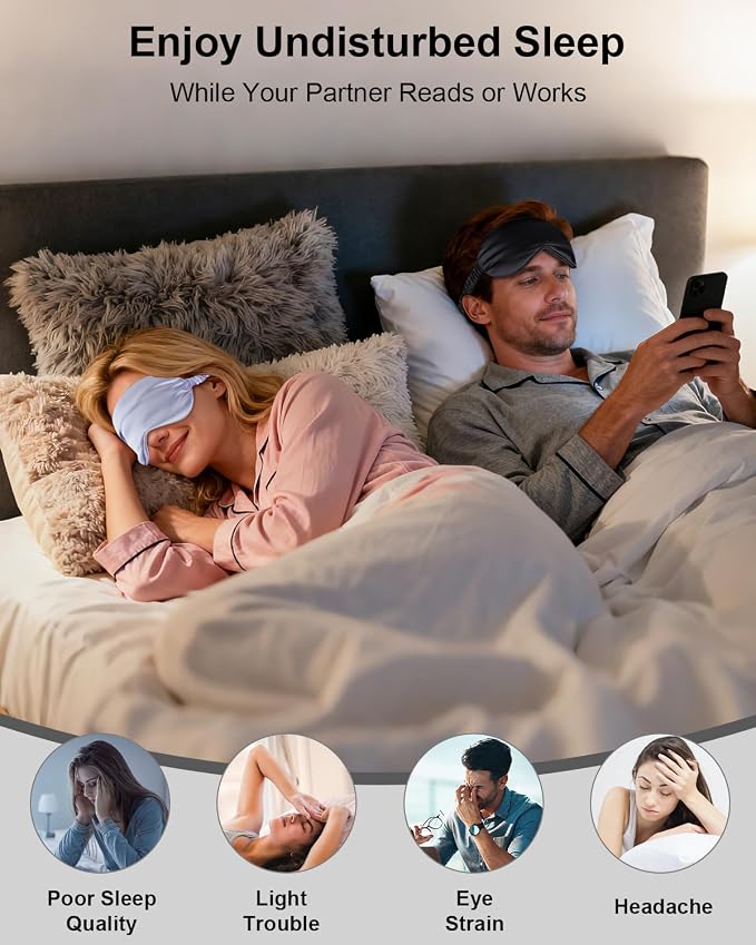 2Pack Silk Sleep Mask, IEKEODI Eye Mask - Image 3
