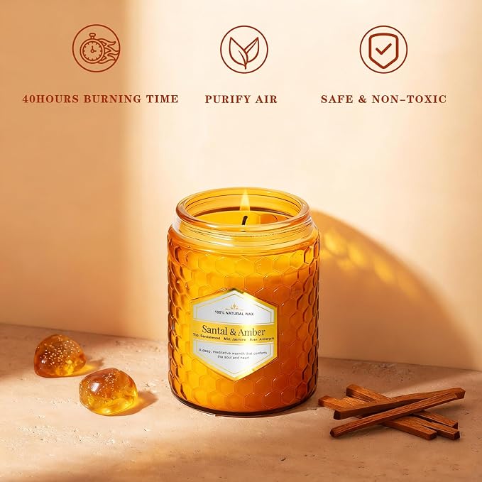 6 Pack Amber Glass Scented Candles - Image 3