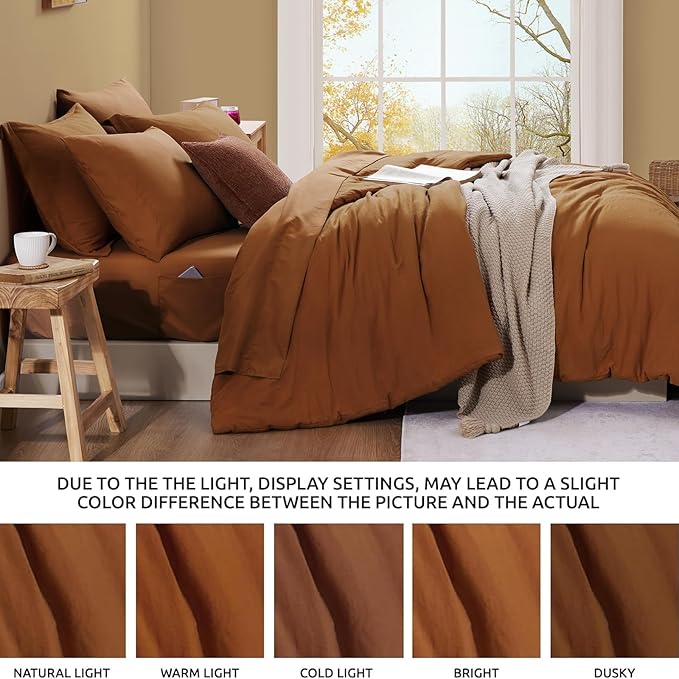 WRENSONGE Super King Plus Comforter Set- 7 Pieces Terracotta Bed in a Bag Super - Image 7