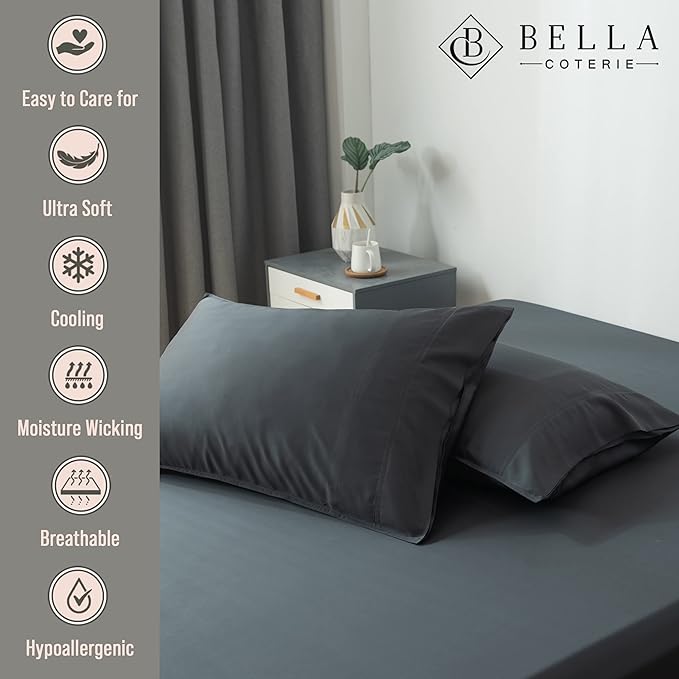 Bella Coterie | Luxury Bamboo Viscose Queen Size Pillowcase Set | 100% - Image 2